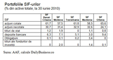 Portofoliile SIF-urilor la 30 iunie 2010