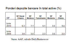 Ponderea depozitelor bancare in activele SIF